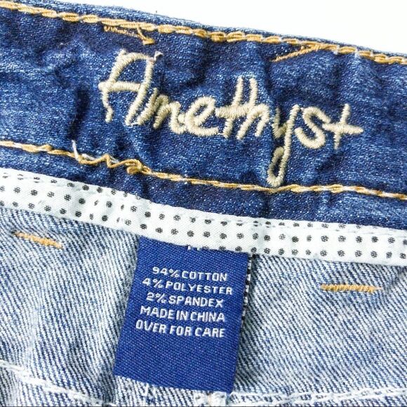 Amethyst Distressed Denim Miniskirt Sz 11 - Picture 6 of 12